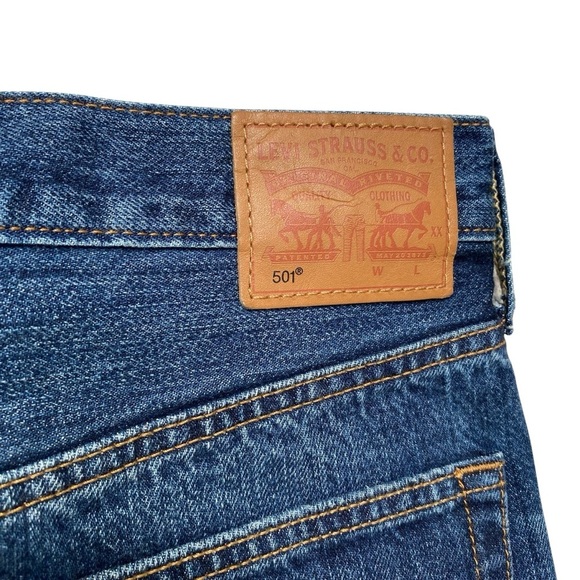 Levi’s 501 High Rise Cutoff Jean Shorts Blue Denim Women’s 28 - Picture 7 of 10